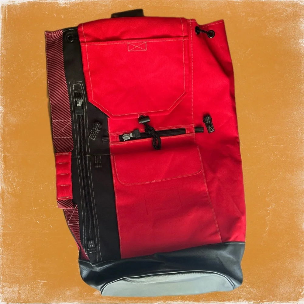 VTG 90s Marlboro UnlimitedDrawstringRed Duffel ShoulderWaterproof Backpack Large